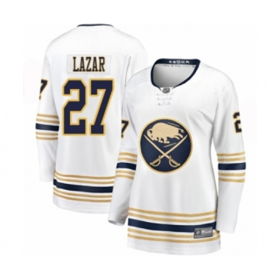 Women's Buffalo Sabres 27 Curtis Lazar Fanatics Branded White 50th Season Breakaway Hockey Jersey