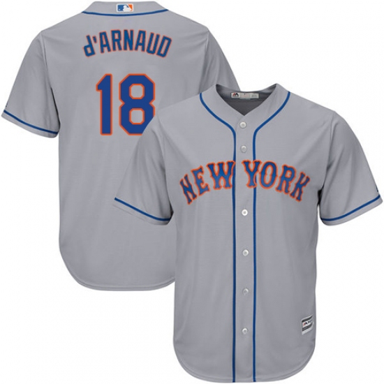 Youth Majestic New York Mets 18 Travis d'Arnaud Authentic Grey Road Cool Base MLB Jersey