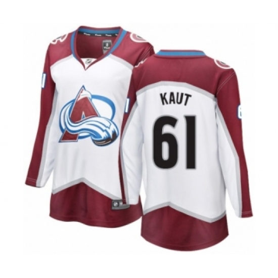 Women's Colorado Avalanche 61 Martin Kaut Authentic White Away Fanatics Branded Breakaway NHL Jersey