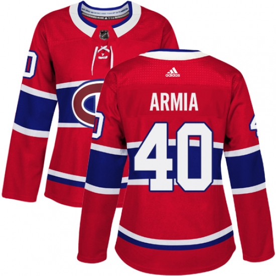 Women's Adidas Montreal Canadiens 40 Joel Armia Authentic Red Home NHL Jersey