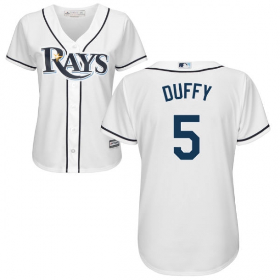 Women's Majestic Tampa Bay Rays 5 Matt Duffy Authentic White Home Cool Base MLB Jersey