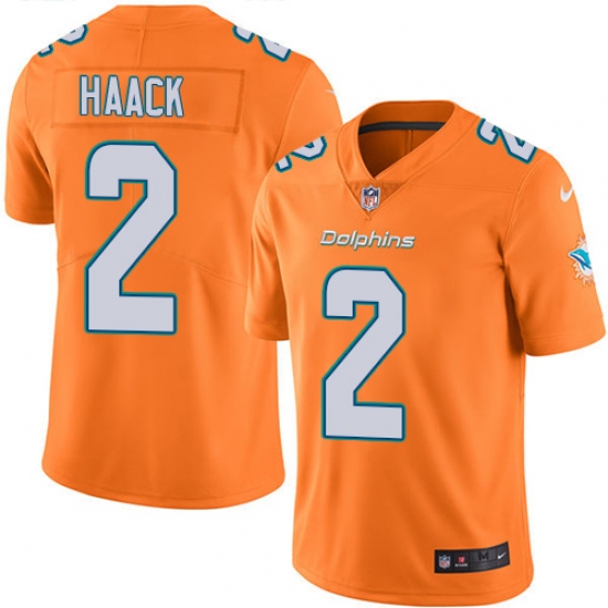 Youth Nike Miami Dolphins 2 Matt Haack Limited Orange Rush Vapor Untouchable NFL Jersey