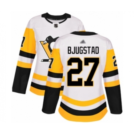Women's Pittsburgh Penguins 27 Nick Bjugstad Authentic White Away Hockey Jersey