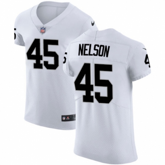 Men's Nike Oakland Raiders 45 Nick Nelson White Vapor Untouchable Elite Player NFL Jersey