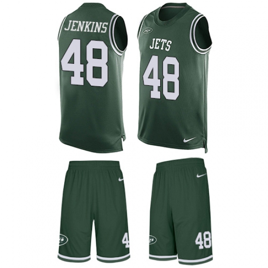 Men's Nike New York Jets 48 Jordan Jenkins Limited Green Tank Top Suit NFL Jersey