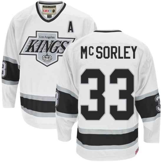 Men's CCM Los Angeles Kings 33 Marty Mcsorley Authentic White Throwback NHL Jersey
