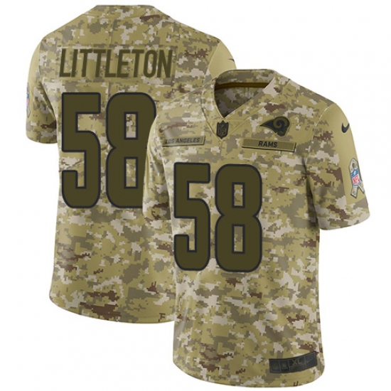 Youth Nike Los Angeles Rams 58 Cory Littleton Limited Camo 2018 Salute to Service NFL Jersey