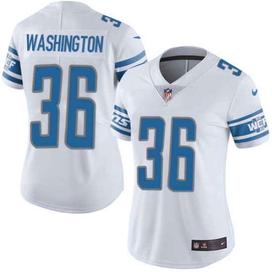 Women's Nike Detroit Lions 36 Dwayne Washington White Vapor Untouchable Limited Player NFL Jersey