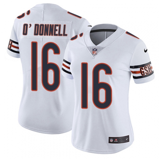 Women's Nike Chicago Bears 16 Pat O'Donnell White Vapor Untouchable Limited Player NFL Jersey