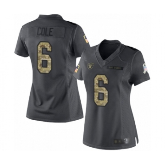 Women's Oakland Raiders 6 A.J. Cole Limited Black 2016 Salute to Service Football Jersey