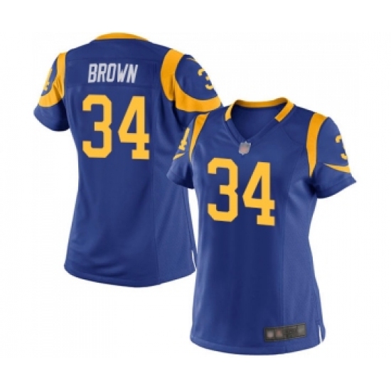 Women's Los Angeles Rams 34 Malcolm Brown Game Royal Blue Alternate Football Jersey