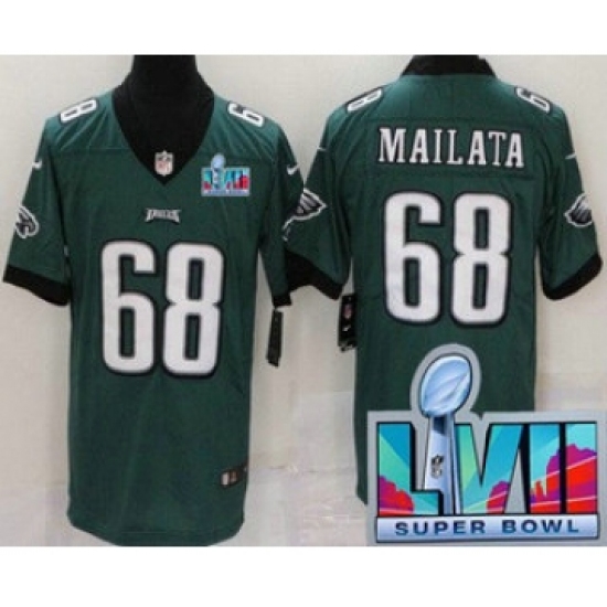 Men's Philadelphia Eagles 68 Jordan Mailata Limited Green Super Bowl LVII Vapor Jersey