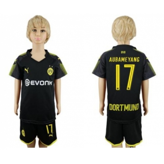 Dortmund 17 Aubameyang Away Kid Soccer Club Jersey