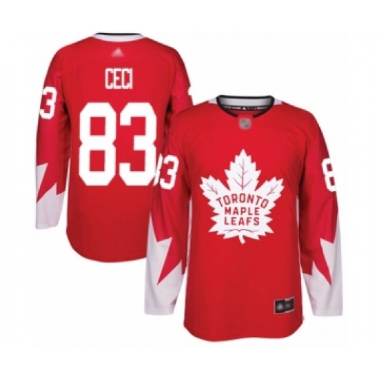 Men's Toronto Maple Leafs 83 Cody Ceci Authentic Red Alternate Hockey Jersey