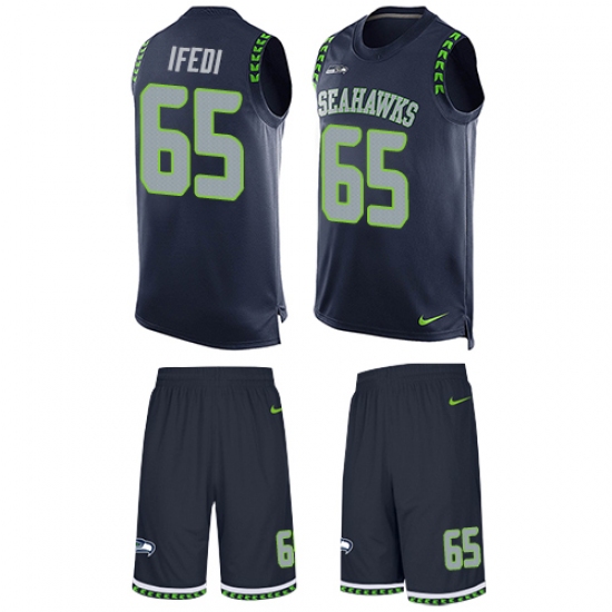 Men's Nike Seattle Seahawks 65 Germain Ifedi Limited Steel Blue Tank Top Suit NFL Jersey