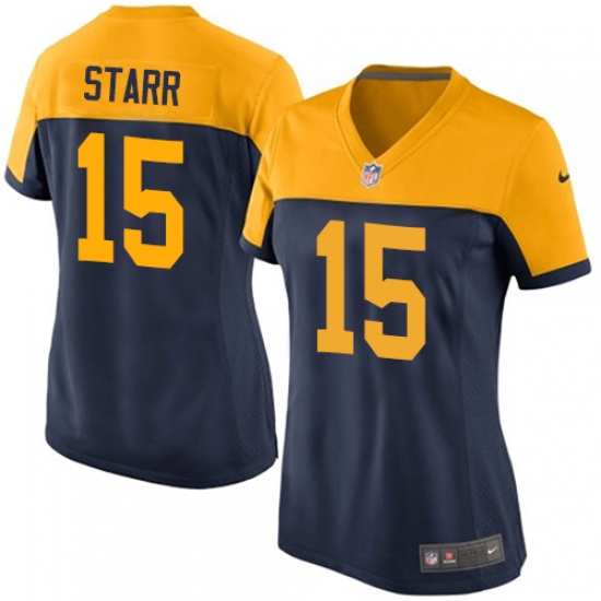 Women's Nike Green Bay Packers 15 Bart Starr Limited Navy Blue Alternate NFL Jersey