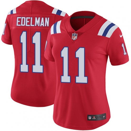 Women's Nike New England Patriots 11 Julian Edelman Red Alternate Vapor Untouchable Limited Player NFL Jersey