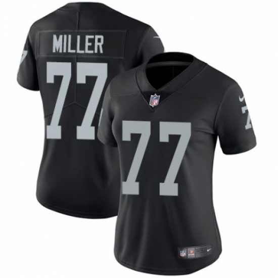 Women's Nike Oakland Raiders 77 Kolton Miller Black Team Color Vapor Untouchable Limited Player NFL Jersey