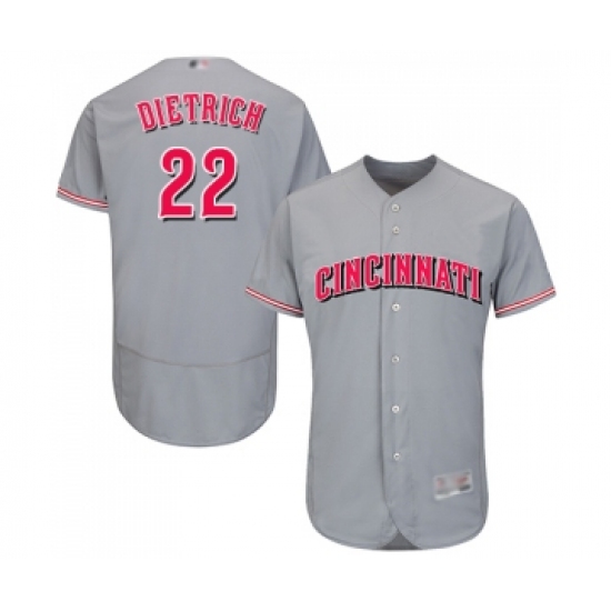 Men's Cincinnati Reds 22 Derek Dietrich Grey Road Flex Base Authentic Collection Baseball Jersey