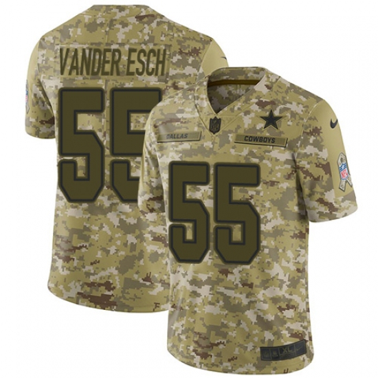 Youth Nike Dallas Cowboys 55 Leighton Vander Esch Limited Camo 2018 Salute to Service NFL Jersey