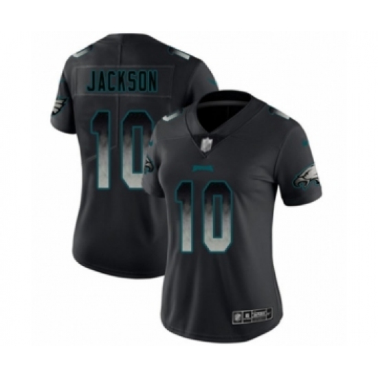 Women's Philadelphia Eagles 10 DeSean Jackson Limited Black Smoke Fashion Football Jersey