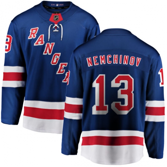 Youth New York Rangers 13 Sergei Nemchinov Fanatics Branded Royal Blue Home Breakaway NHL Jersey