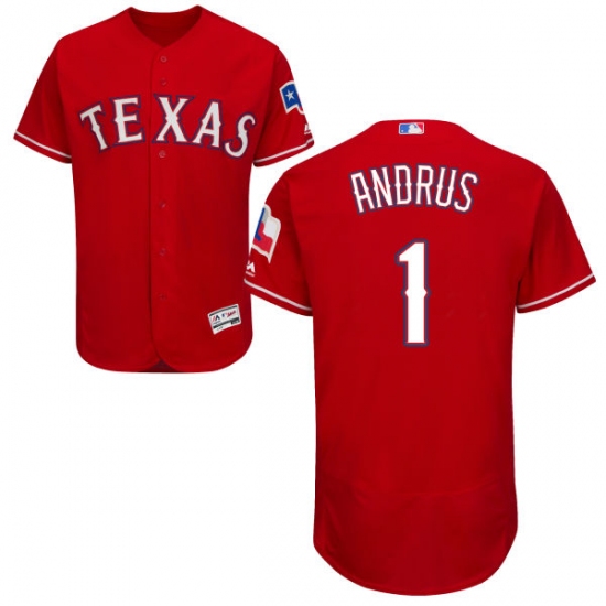 Men's Majestic Texas Rangers 1 Elvis Andrus Red Alternate Flex Base Authentic Collection MLB Jersey