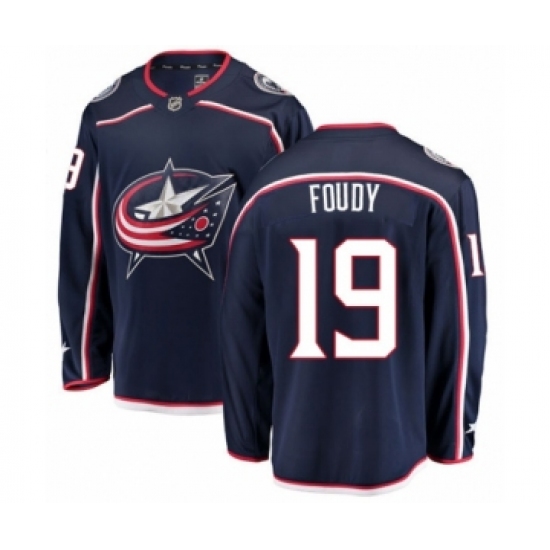 Youth Columbus Blue Jackets 19 Liam Foudy Authentic Navy Blue Home Fanatics Branded Breakaway NHL Jersey