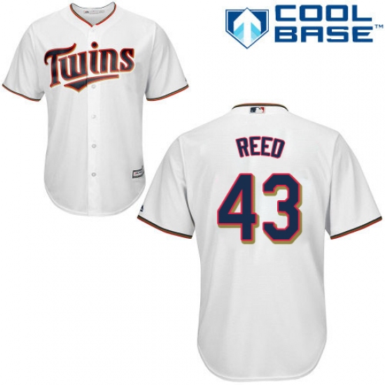 Youth Majestic Minnesota Twins 43 Addison Reed Authentic White Home Cool Base MLB Jersey
