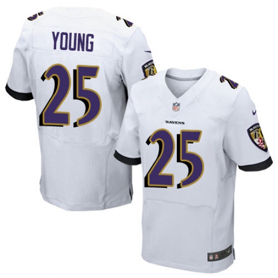 Men's Nike Baltimore Ravens 25 Tavon Young Elite White NFL Jersey