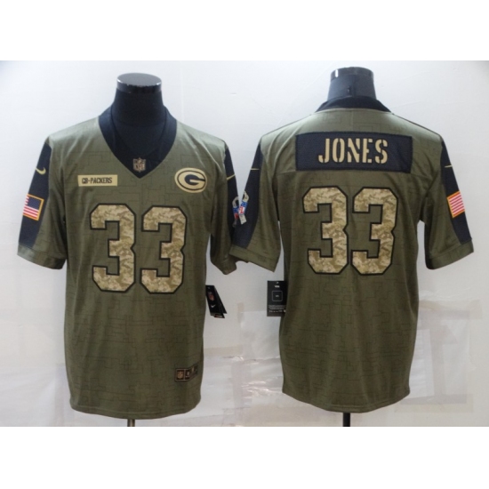 Men's Green Bay Packers 33 Aaron Jones Camo 2021 Salute To Service Limited Player Jersey