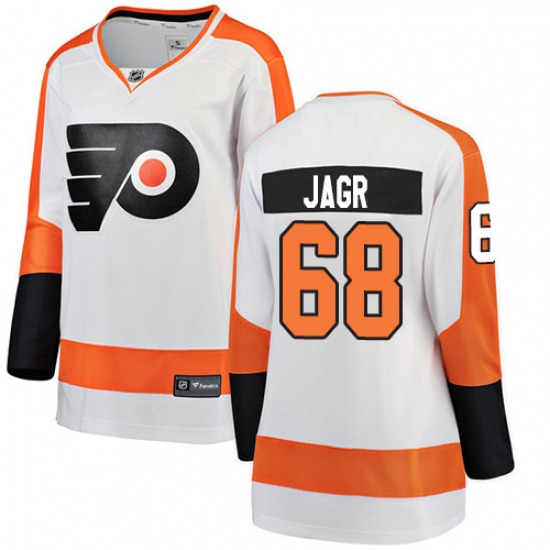 Women's Philadelphia Flyers 68 Jaromir Jagr Fanatics Branded White Away Breakaway NHL Jersey