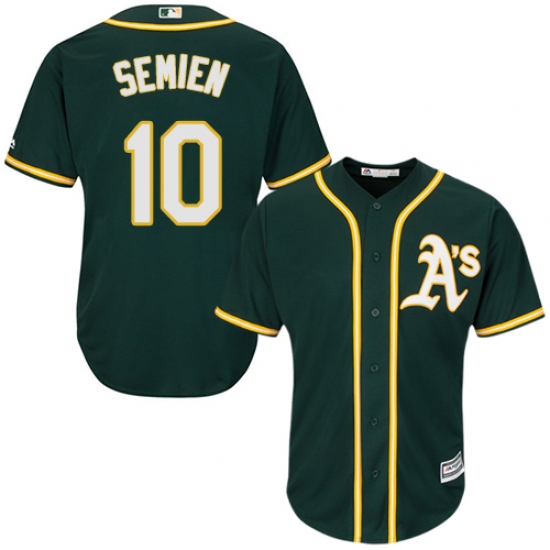 Youth Majestic Oakland Athletics 10 Marcus Semien Authentic Green Alternate 1 Cool Base MLB Jersey