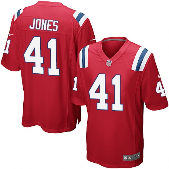 Men's Nike New England Patriots 41 Cyrus Jones Game Red Alternate NFL Jersey