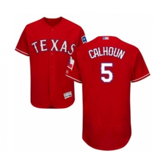 Men's Texas Rangers 5 Willie Calhoun Red Alternate Flex Base Authentic Collection Baseball Player Jersey