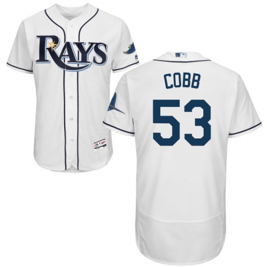 Men's Majestic Tampa Bay Rays 53 Alex Cobb Home White Flexbase Authentic Collection MLB Jersey