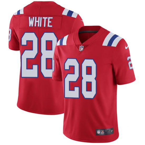 Men's Nike New England Patriots 28 James White Red Alternate Vapor Untouchable Limited Player NFL Jersey