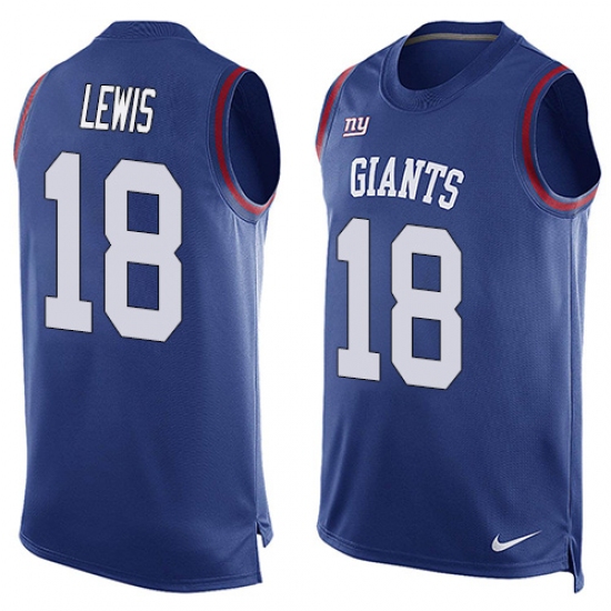 Men's Nike New York Giants 18 Roger Lewis Limited Royal Blue Player Name & Number Tank Top NFL Jersey