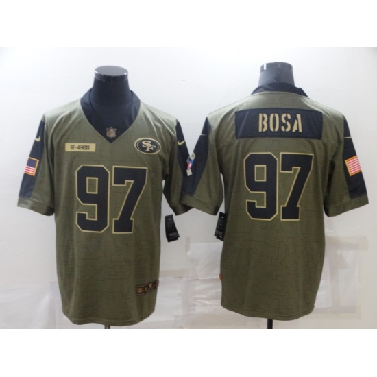 Men's San Francisco 49ers 97 Nick Bosa Nike Olive 2021 Salute To Service Limited Player Jersey