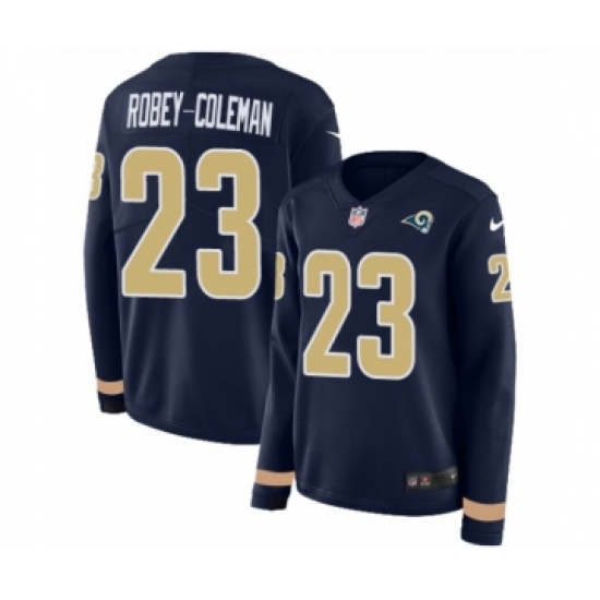 Women's Nike Los Angeles Rams 23 Nickell Robey-Coleman Limited Navy Blue Therma Long Sleeve NFL Jersey