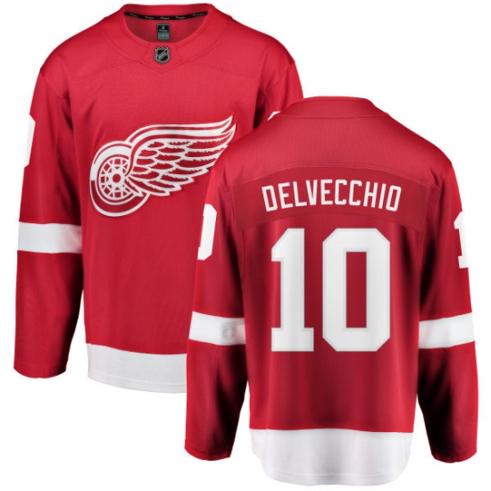 Youth Detroit Red Wings 10 Alex Delvecchio Fanatics Branded Red Home Breakaway NHL Jersey