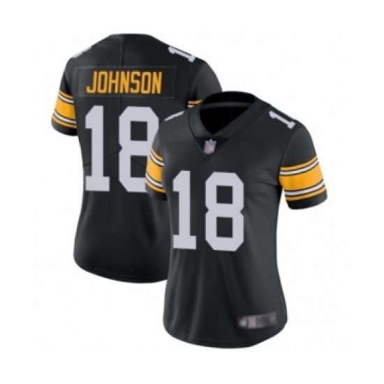 Women's Pittsburgh Steelers 18 Diontae Johnson Black Alternate Vapor Untouchable Limited Player Football Jersey