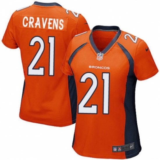 Women's Nike Denver Broncos 21 Su'a Cravens Game Orange Team Color NFL Jersey