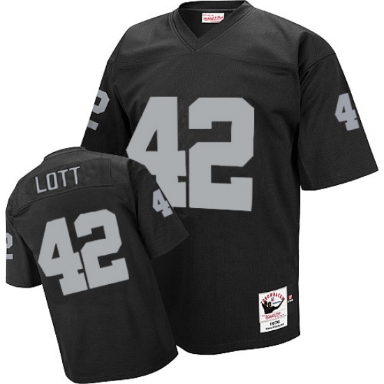 Mitchell and Ness Oakland Raiders 42 Ronnie Lott Black Authentic Throwback NFL Jersey