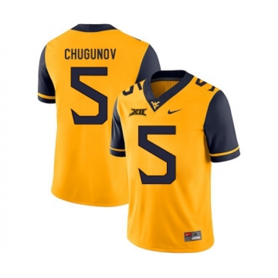 West Virginia Mountaineers 5 Chris Chugunov Gold College Football Jersey