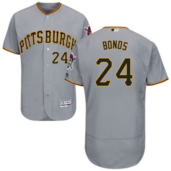 Men's Majestic Pittsburgh Pirates 24 Barry Bonds Grey Road Flex Base Authentic Collection MLB Jersey