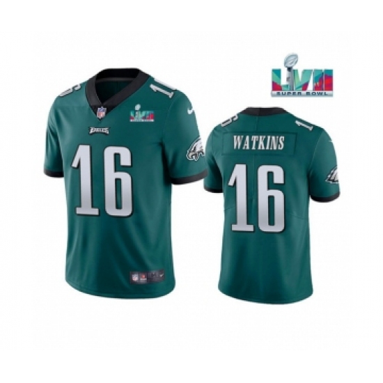 Men's Philadelphia Eagles 16 Quez Watkins Green Super Bowl LVII Vapor Untouchable Limited Stitched Jersey
