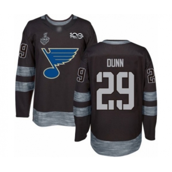 Men's St. Louis Blues 29 Vince Dunn Authentic Black 1917-2017 100th Anniversary 2019 Stanley Cup Final Bound Hockey Jersey