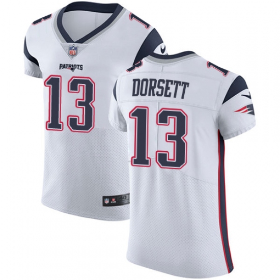 Men's Nike New England Patriots 13 Phillip Dorsett White Vapor Untouchable Elite Player NFL Jersey