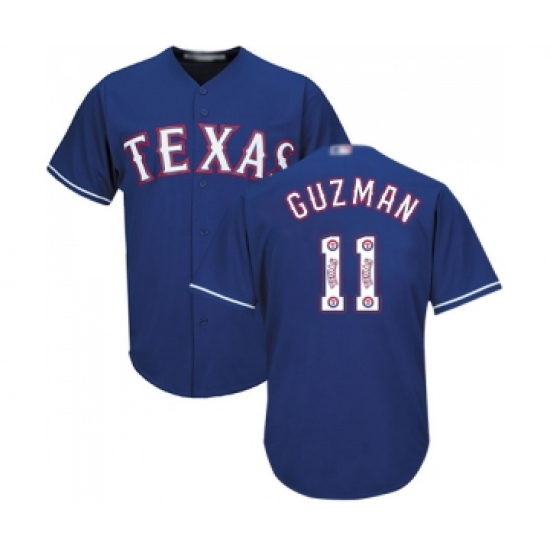 Men's Texas Rangers 11 Ronald Guzman Authentic Royal Blue Team Logo Fashion Cool Base Baseball Jersey